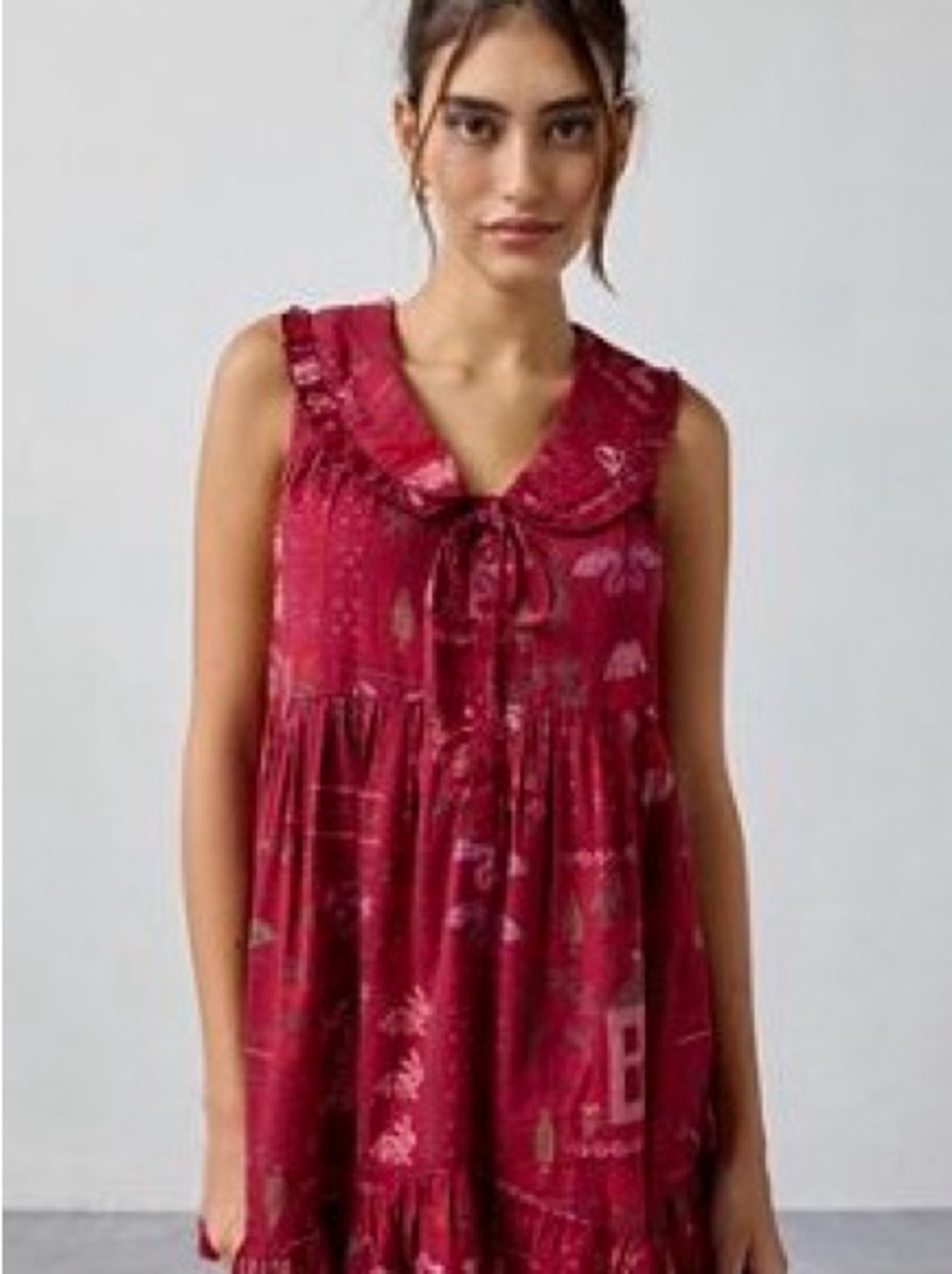 Urban Outfitters Red Floral Ruffle Tie-Front Mini Dress